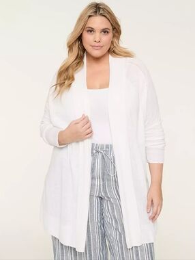 Lane Bryant Linen-Blend Open-Front Cardigan 22/24